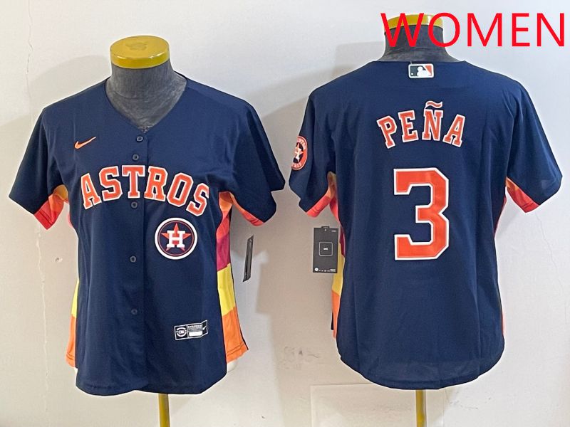 Women Houston Astros 3 Pena Blue City Edition 2025 Nike MLB Jersey style 5